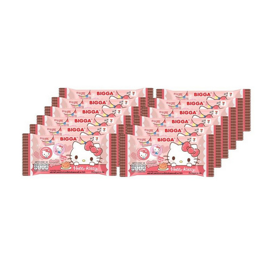 บิ๊กก้า เวเฟอร์อบกรอบกลิ่นสตรอเบอร์รี่พร้อมเข็มกลัดHelloKittyคละแบบ 24 กรัม (แพ็ก 12 ชิ้น)