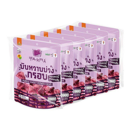 วี ฟาร์ม ตะกร้า มันหวานม่วงทอดกรอบ 30 กรัม (แพ็ก 6 ชิ้น)