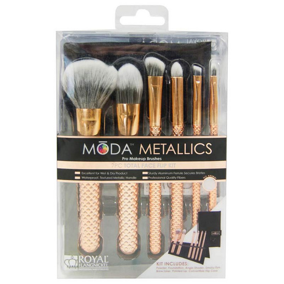 Moda เซ็ทแปรงแต่งหน้า Metallics Rose Gold Total Face Kit (7ชิ้น/ชุด)