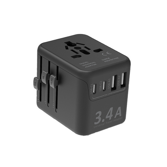 Asaki หัวแปลงปลั๊กไฟ 4 ช่องชาร์จ 3.4A รุ่น A-2464U Asaki หัวแปลงปลั๊กไฟ 4 ช่องชาร์จ 3.4A รุ่น A-2464U