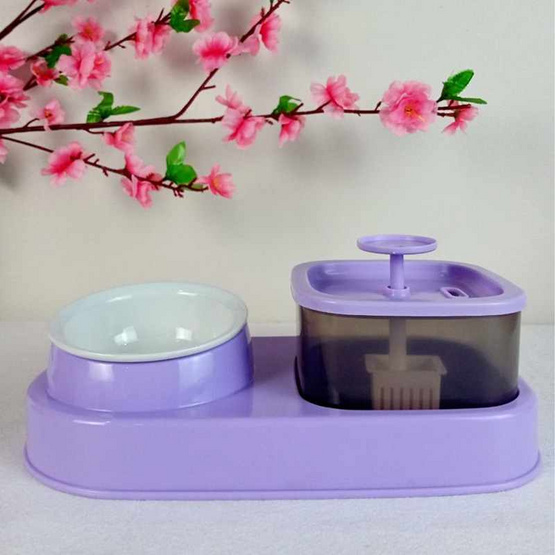 CCPets น้ำพุสัตวเลี้ยงพร้อมให้อาหารสัตว์เลี้ยง HT010N-PU