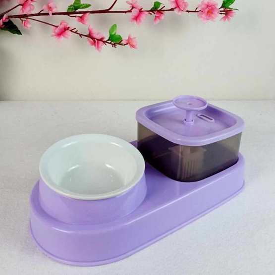 CCPets น้ำพุสัตวเลี้ยงพร้อมให้อาหารสัตว์เลี้ยง HT010N-PU