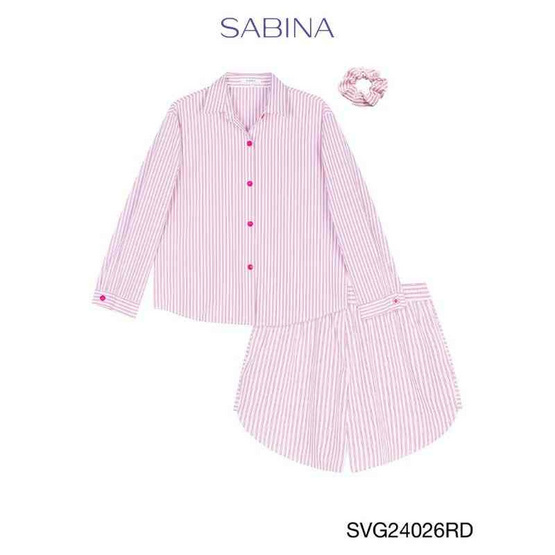 Sabina Sleepwear เซ็ตชุดนอน เสื้อแขนยาวพร้อมกางเกงขาสั้น แถมฟรี ยางมัดผม Sabina Sleepwear เซ็ตชุดนอน เสื้อแขนยาวพร้อมกางเกงขาสั้น แถมฟรี ยางมัดผม