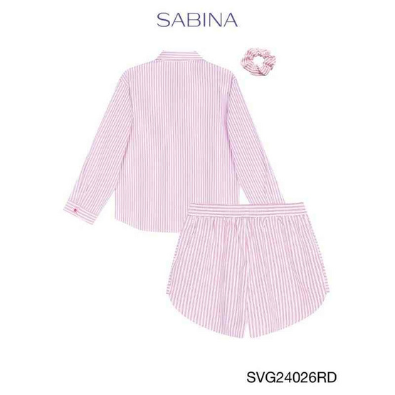 Sabina Sleepwear เซ็ตชุดนอน เสื้อแขนยาวพร้อมกางเกงขาสั้น แถมฟรี ยางมัดผม Sabina Sleepwear เซ็ตชุดนอน เสื้อแขนยาวพร้อมกางเกงขาสั้น แถมฟรี ยางมัดผม