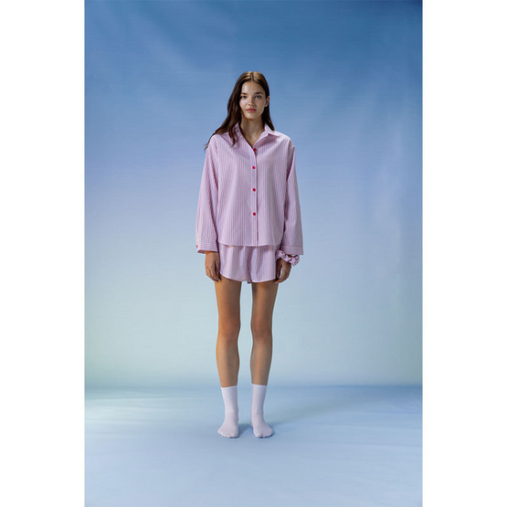 Sabina Sleepwear เซ็ตชุดนอน เสื้อแขนยาวพร้อมกางเกงขาสั้น แถมฟรี ยางมัดผม