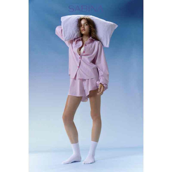 Sabina Sleepwear เซ็ตชุดนอน เสื้อแขนยาวพร้อมกางเกงขาสั้น แถมฟรี ยางมัดผม Sabina Sleepwear เซ็ตชุดนอน เสื้อแขนยาวพร้อมกางเกงขาสั้น แถมฟรี ยางมัดผม