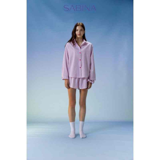 Sabina Sleepwear เซ็ตชุดนอน เสื้อแขนยาวพร้อมกางเกงขาสั้น แถมฟรี ยางมัดผม Sabina Sleepwear เซ็ตชุดนอน เสื้อแขนยาวพร้อมกางเกงขาสั้น แถมฟรี ยางมัดผม