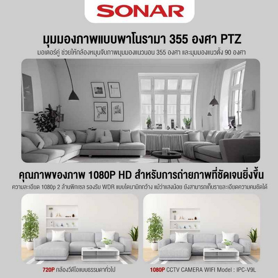 SONAR กล้องวงจรปิด IP Camera รุ่น IPC-V9L