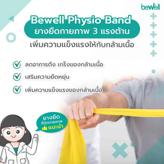 Bewell Physio Band Beginner ยางยืดออกกำลังกาย ยางยืดกายภาพระดับเริ่มต้น 5-10 lb.