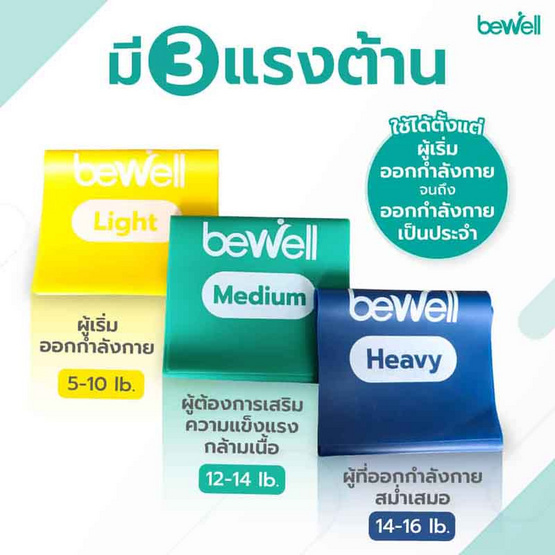 Bewell Physio Band Advance ยางยืดออกกำลังกาย ยางยืดกายภาพระดับหนัก 14-16 lb.