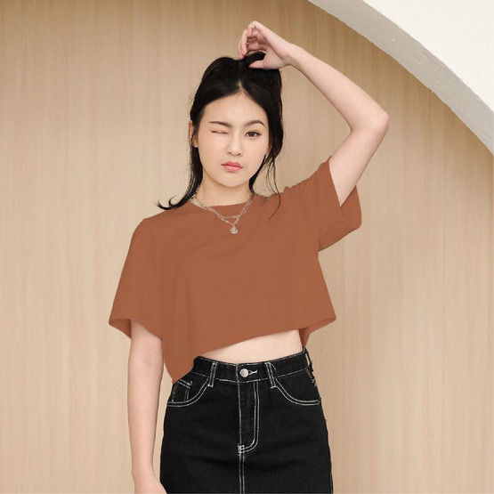 M2S Lifestyle เสื้อยืดครอปหญิง สีน้ำตาลมอคค่า L M2S Lifestyle เสื้อยืดครอปหญิง สีน้ำตาลมอคค่า L