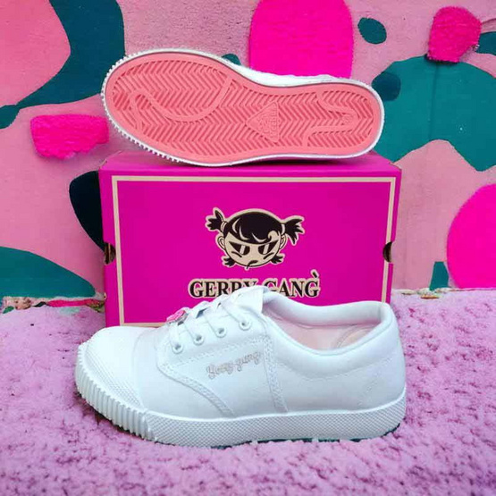 รองเท้านักเรียน ผ้าใบ Gerry Gang รุ่น PK-888 สีขาว รองเท้านักเรียน ผ้าใบ Gerry Gang รุ่น PK-888 สีขาว
