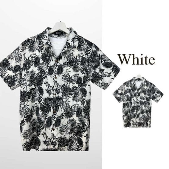 THE ROOM'S เสื้อฮาวาย ลายBox wood สีขาว