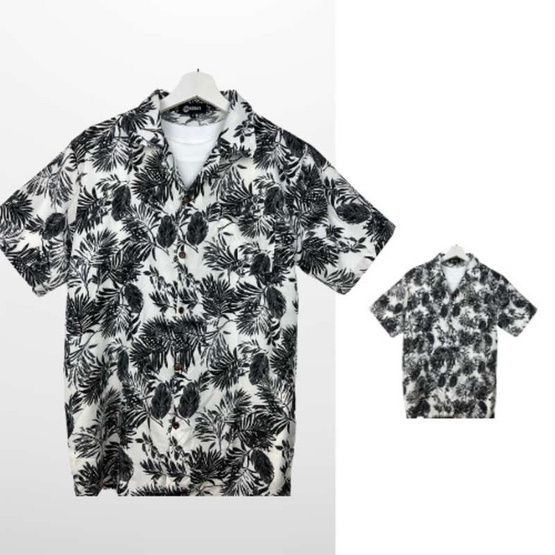 THE ROOM'S เสื้อฮาวาย ลายBox wood สีขาว
