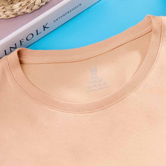 M2S Lifestyle เสื้อยืดคอกลมหญิง น้ำตาลลาเต้