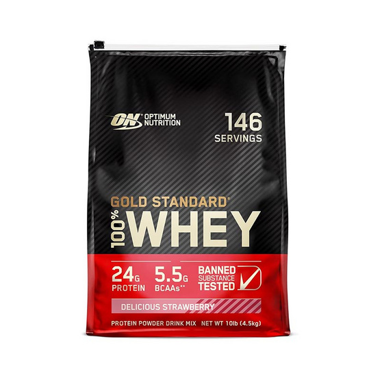 Optimum Nutrition โกลด์ สแตนดาร์ท เวย์โปรตีน 10 ปอนด์ รสสตรอเบอร์รี่ Optimum Nutrition โกลด์ สแตนดาร์ท เวย์โปรตีน 10 ปอนด์ รสสตรอเบอร์รี่
