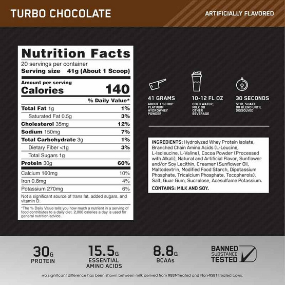 Optimum Nutrition พี ไฮโดรเวย์ เวย์โปรตีน 1.8 ปอนด์ รสเทอร์โบ ช็อกโกแลต Optimum Nutrition พี ไฮโดรเวย์ เวย์โปรตีน 1.8 ปอนด์ รสเทอร์โบ ช็อกโกแลต