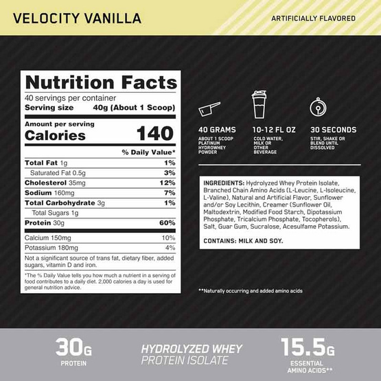 Optimum Nutrition พี ไฮโดรเวย์ เวย์โปรตีน 3.5 ปอนด์ รสเวโลซิตี้ วานิลลา Optimum Nutrition พี ไฮโดรเวย์ เวย์โปรตีน 3.5 ปอนด์ รสเวโลซิตี้ วานิลลา