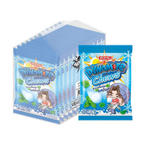 ไดนาไมท์ชิวส์ ลูกอมรสมินต์ 30 กรัม (แพ็ก 12 ชิ้น)