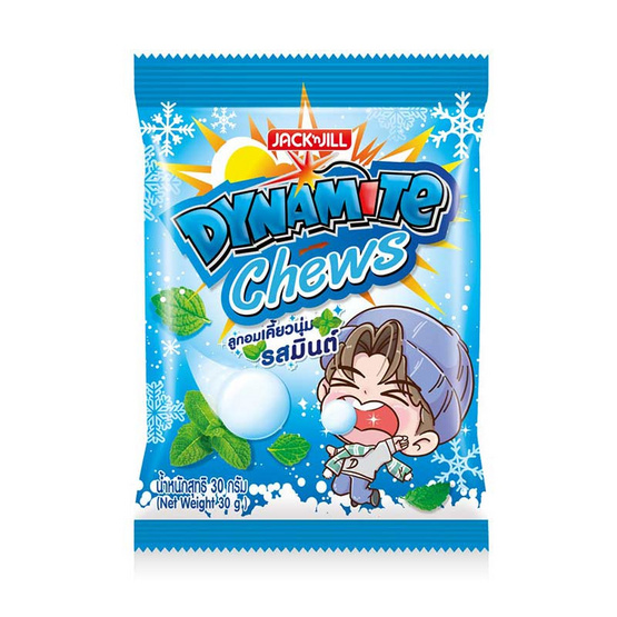 ไดนาไมท์ชิวส์ ลูกอมรสมินต์ 30 กรัม (แพ็ก 12 ชิ้น)
