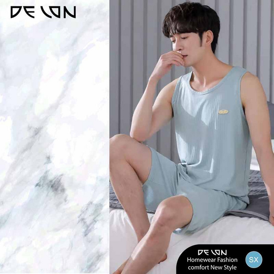 Delon เช็ตชุดลำลอง เนื้อผ้า Cotton เสื้อกล้ามพร้อมกางเกงขาสั้นแบบมีกระเป๋าข้าง รุ่น AA7012 Delon เช็ตชุดลำลอง เนื้อผ้า Cotton เสื้อกล้ามพร้อมกางเกงขาสั้นแบบมีกระเป๋าข้าง รุ่น AA7012