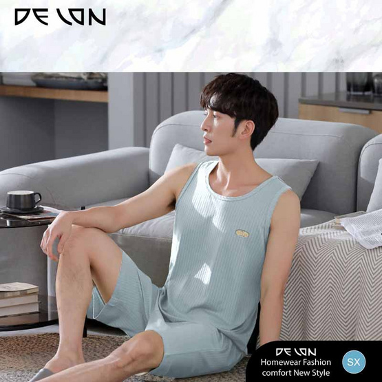 Delon เช็ตชุดลำลอง เนื้อผ้า Cotton เสื้อกล้ามพร้อมกางเกงขาสั้นแบบมีกระเป๋าข้าง รุ่น AA7012 Delon เช็ตชุดลำลอง เนื้อผ้า Cotton เสื้อกล้ามพร้อมกางเกงขาสั้นแบบมีกระเป๋าข้าง รุ่น AA7012