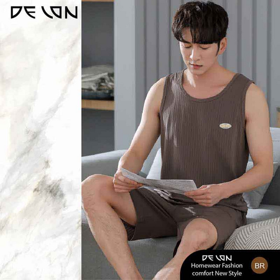 Delon เช็ตชุดลำลอง เนื้อผ้า Cotton เสื้อกล้ามพร้อมกางเกงขาสั้นแบบมีกระเป๋าข้าง รุ่น AA7012 Delon เช็ตชุดลำลอง เนื้อผ้า Cotton เสื้อกล้ามพร้อมกางเกงขาสั้นแบบมีกระเป๋าข้าง รุ่น AA7012