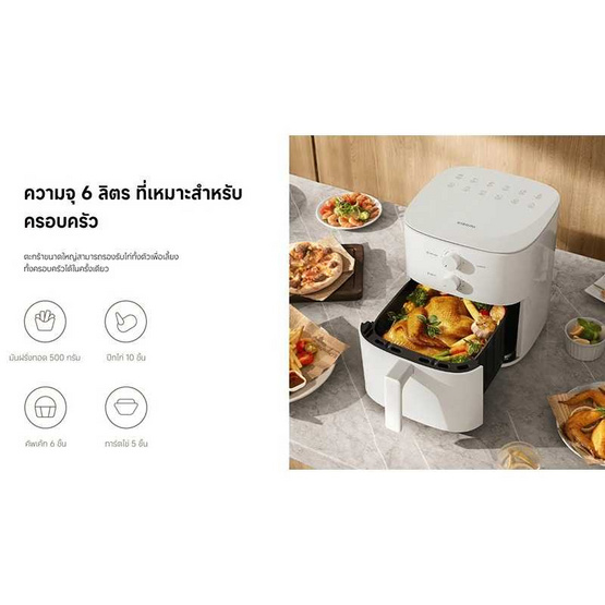 Xiaomi หม้อทอดไร้น้ำมัน 6 ลิตร รุ่น XMi-BHR8506TH Xiaomi หม้อทอดไร้น้ำมัน 6 ลิตร รุ่น XMi-BHR8506TH