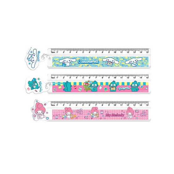 KIAN-DA ไม้บรรทัดสั้น Die-Cut 15cm. Sanrio คละลาย (แพ็ก 3 ชิ้น)