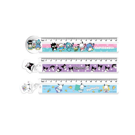KIAN-DA ไม้บรรทัดสั้น Die-Cut 15cm. Sanrio คละลาย (แพ็ก 3 ชิ้น)