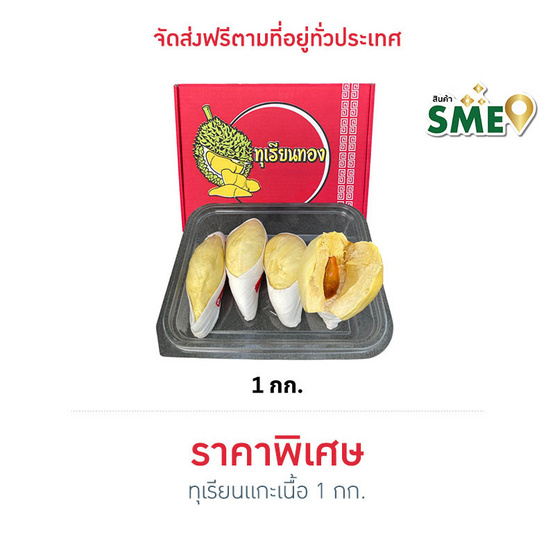 ทุเรียนหมอนทองแกะเนื้อ 1 กก. ทุเรียนทองถนนจันท์