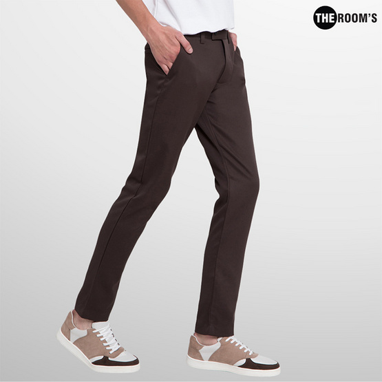 THE ROOM'S - เดอะรูม กางเกงสแล็คขายาว ขากระบอกเล็ก สีน้ำตาล