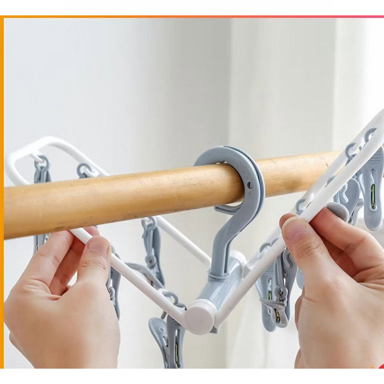 TinTin Shop พวงตากผ้าพับได้ 12 หนีบ 1 แถม 1