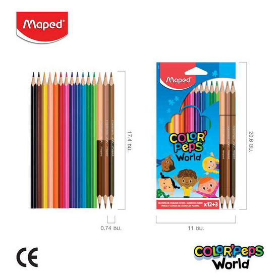 Maped สีไม้ 12 + SKINTONE 6 สี COLOR'PEPS World CO/832071 Maped สีไม้ 12 + SKINTONE 6 สี COLOR'PEPS World CO/832071