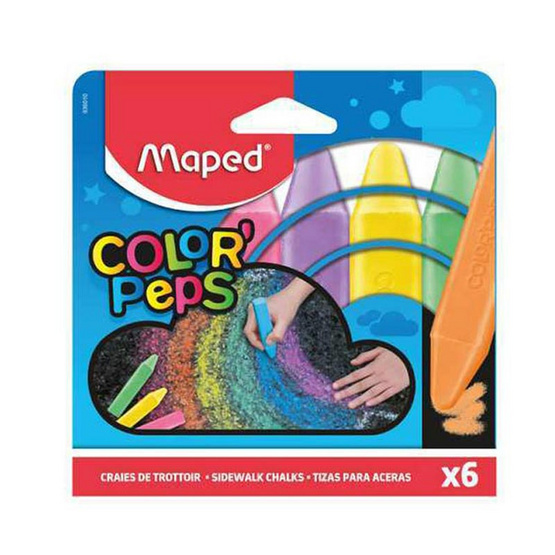 Maped สีชอล์ก แท่งใหญ่ 6 สี COLOR'PEPS CO/936010 Maped สีชอล์ก แท่งใหญ่ 6 สี COLOR'PEPS CO/936010
