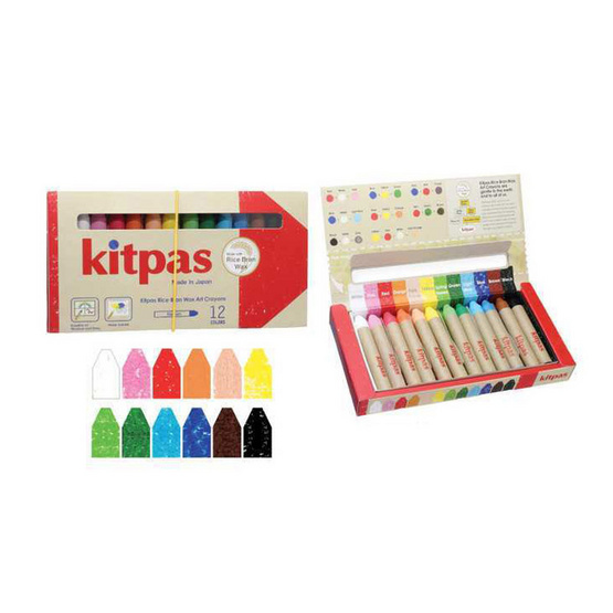 Kitpas สีเทียน 12 สี B-KMRW-12C (ผลิตจากขี้ผึ้งรำข้าวญี่ปุ่น) Kitpas สีเทียน 12 สี B-KMRW-12C (ผลิตจากขี้ผึ้งรำข้าวญี่ปุ่น)