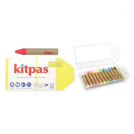 Kitpas สีเทียนแท่งใหญ่ 12 สี KPL-12C (ผลิตจากขี้ผึ้งรำข้าวญี่ปุ่น)
