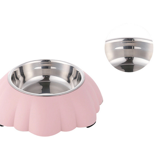 KUMA ชามอาหารสัตว์เลี้ยงสแตนเลส ฐานกว้าง ปุยเมฆMorning Pink KUMA ชามอาหารสัตว์เลี้ยงสแตนเลส ฐานกว้าง ปุยเมฆMorning Pink