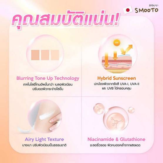 Smooto UV Bright Primer & Tone Up Airy Body Sunscreen Natural 150 กรัม Smooto UV Bright Primer & Tone Up Airy Body Sunscreen Natural 150 กรัม