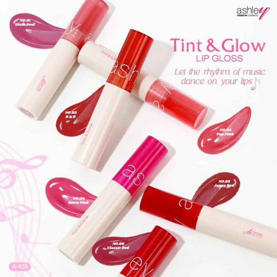 Ashley ลิปกลอส Tint & Glow Lip Gloss 2 กรัม Ashley ลิปกลอส Tint & Glow Lip Gloss 2 กรัม