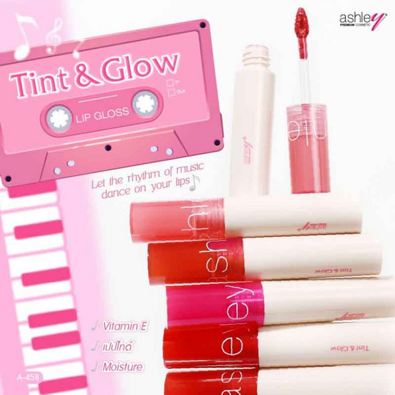 Ashley ลิปกลอส Tint & Glow Lip Gloss 2 กรัม