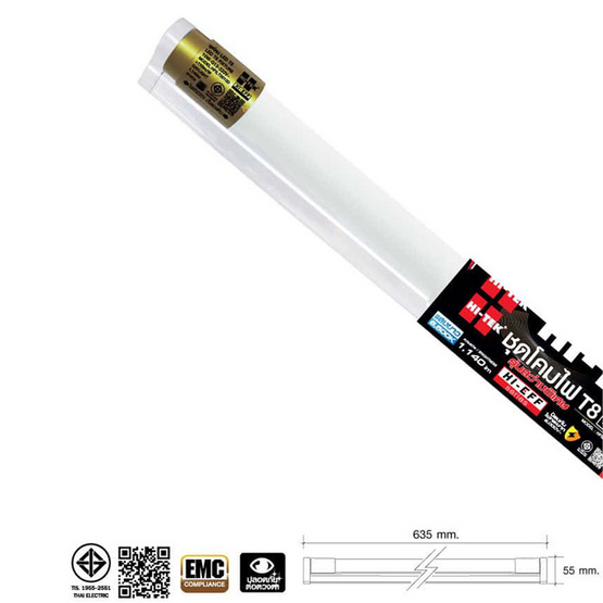 HI-TEK ชุดโคมไฟ LED HI-EFF T8 G13 10W เข้าไฟ 2 ด้านพร้อมสวิทซ์ HI-TEK ชุดโคมไฟ LED HI-EFF T8 G13 10W เข้าไฟ 2 ด้านพร้อมสวิทซ์