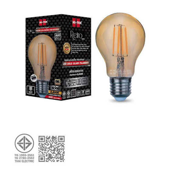HI-TEK หลอด LED เรทโทร A60 E27 4W กระจกใส