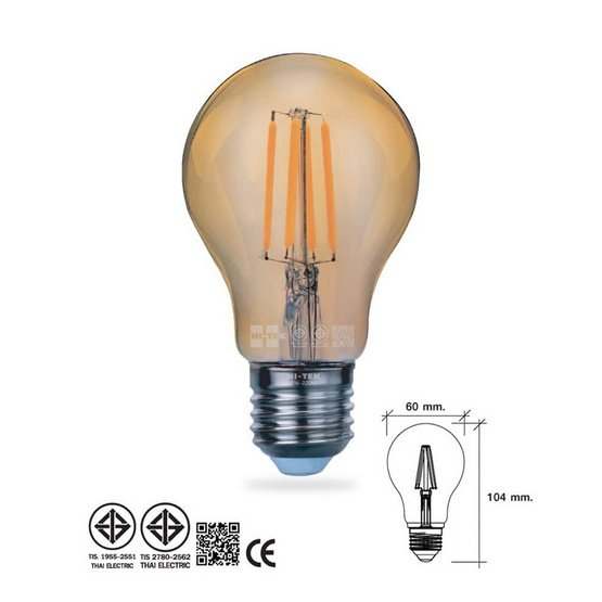 HI-TEK หลอด LED เรทโทร A60 E27 4W กระจกใส