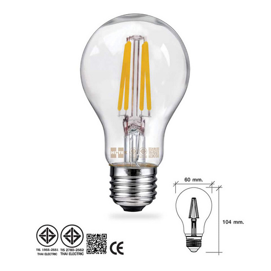 HI-TEK หลอด LED เรทโทร A60 E27 4W กระจกทอง HI-TEK หลอด LED เรทโทร A60 E27 4W กระจกทอง