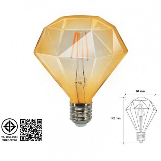 HI-TEK หลอด LED เรทโทร ทรงเหลี่ยมเพชร E27 4W 2200K-ทอง HI-TEK หลอด LED เรทโทร ทรงเหลี่ยมเพชร E27 4W 2200K-ทอง