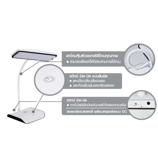 HI-TEK โคมไฟตั้งโต๊ะ LED รุ่น ไนซ์ 4W สีขาว หรี่ได้ DL/CW/WW HI-TEK โคมไฟตั้งโต๊ะ LED รุ่น ไนซ์ 4W สีขาว หรี่ได้ DL/CW/WW
