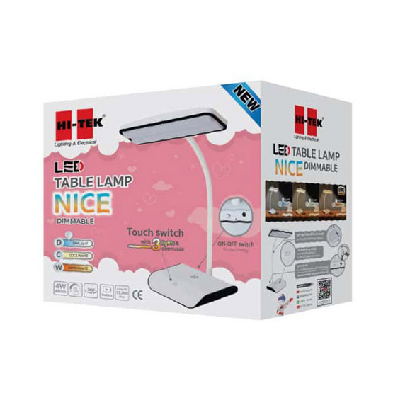 HI-TEK โคมไฟตั้งโต๊ะ LED รุ่น ไนซ์ 4W สีขาว หรี่ได้ DL/CW/WW HI-TEK โคมไฟตั้งโต๊ะ LED รุ่น ไนซ์ 4W สีขาว หรี่ได้ DL/CW/WW