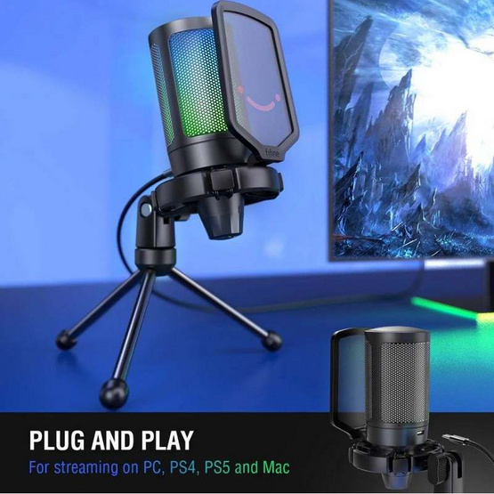 FIFINE ไมโครโฟน USB พร้อมขาตั้ง Tripod A6V