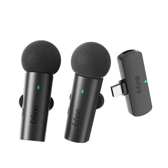 FIFINE ไมโครโฟนคู่ไร้สายแบบติดปกเสื้อ USB-C M8